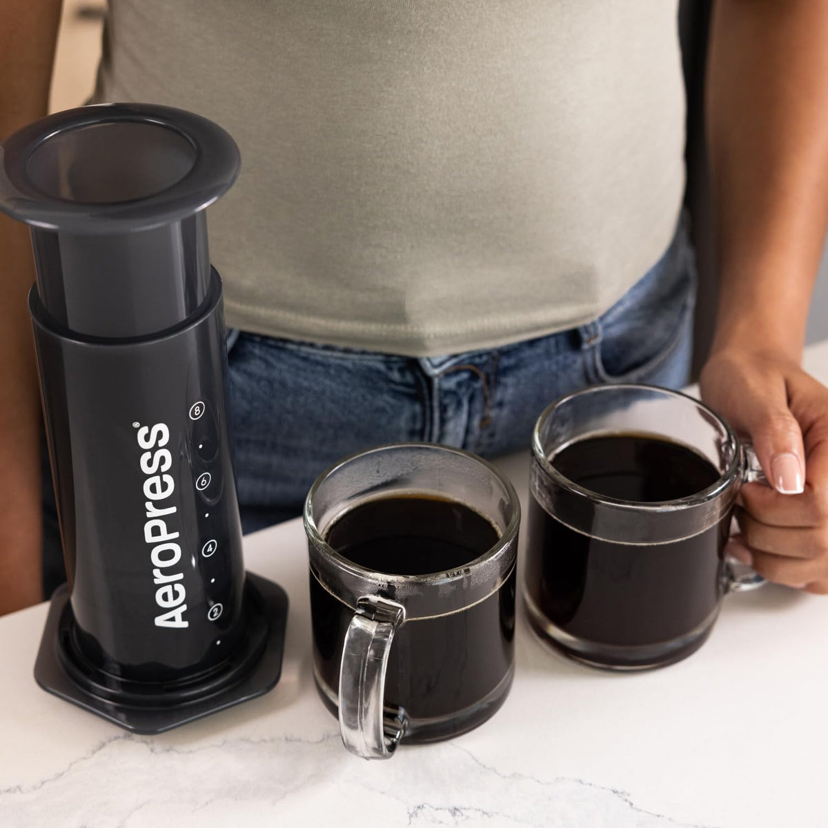 AeroPress XL Coffee Press 3 in 1 brew method combines French Press, Pourover, Espresso. Full bodied, smooth coffee without grit or bitterness. Small