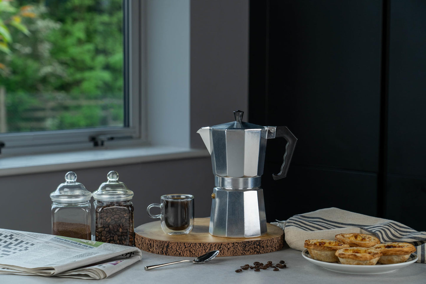 Cafe Ole 12-Cup Italian Style Aluminium Espresso Coffee Maker, Silver, 480 ml