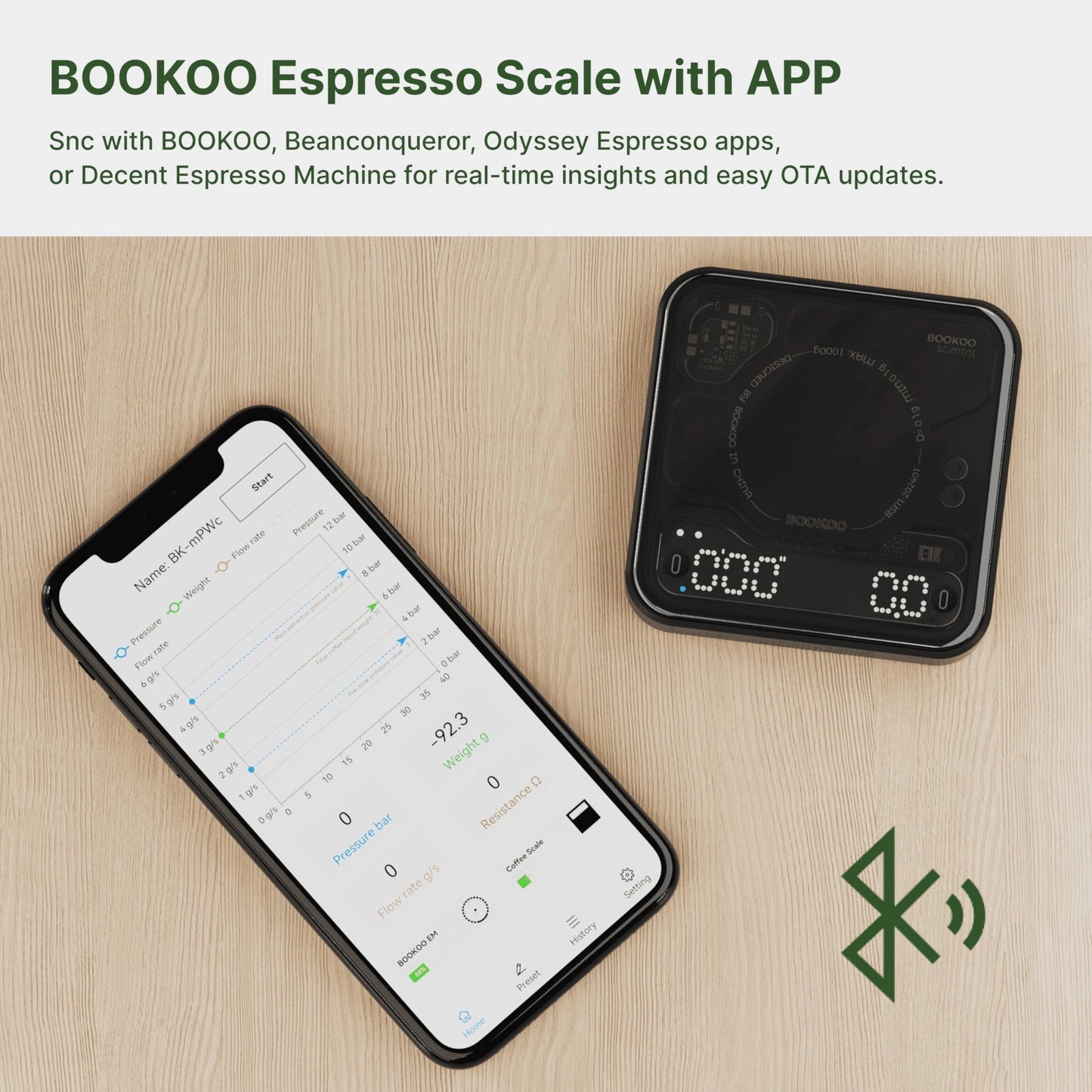 Themis Mini Coffee Scale With Digital Timer And Flow