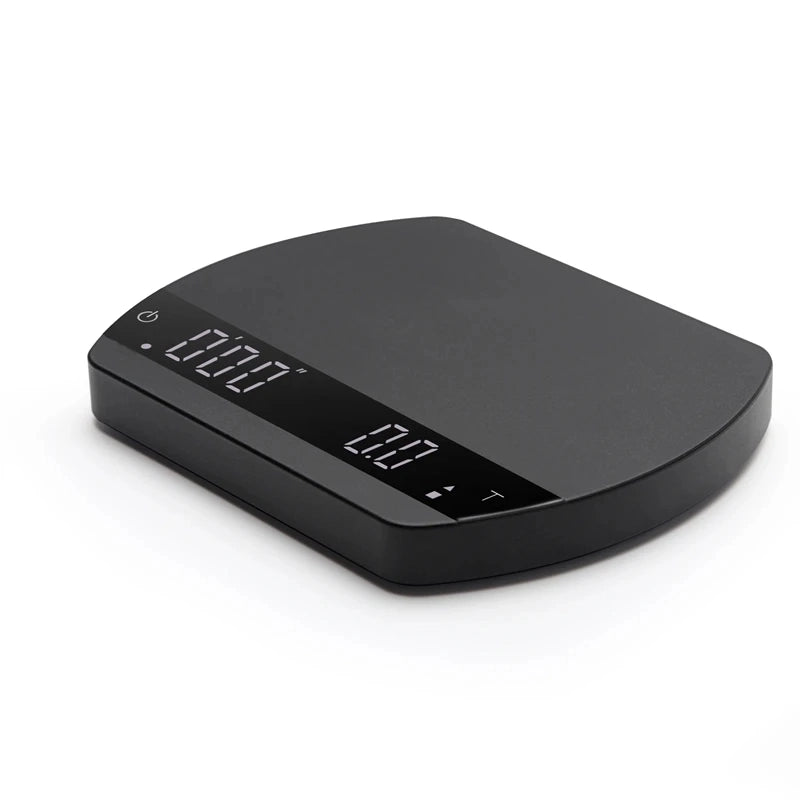 Felicita Arc smart espresso and coffee scale with LED display in matte black aluminum finish