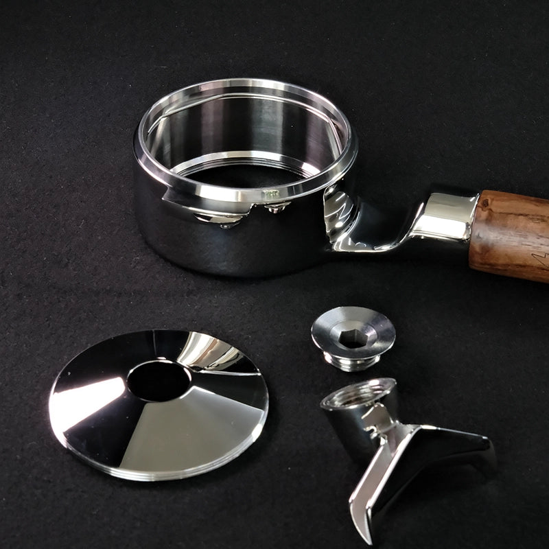 The Espresso Portafilter With Walnut Handle And Changeable Bottom