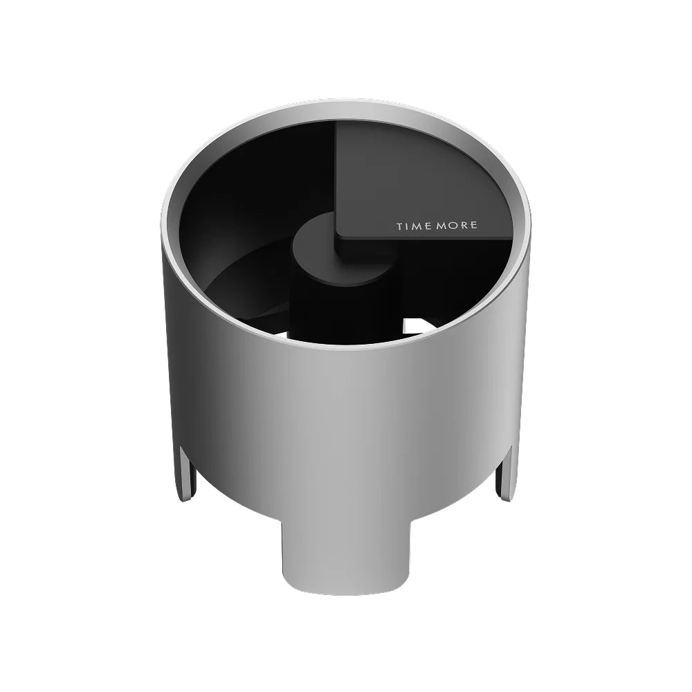 TIMEMORE Autospin WDT Tool in Silver, front three-quarter view of the cylindrical body with four legs and the open top