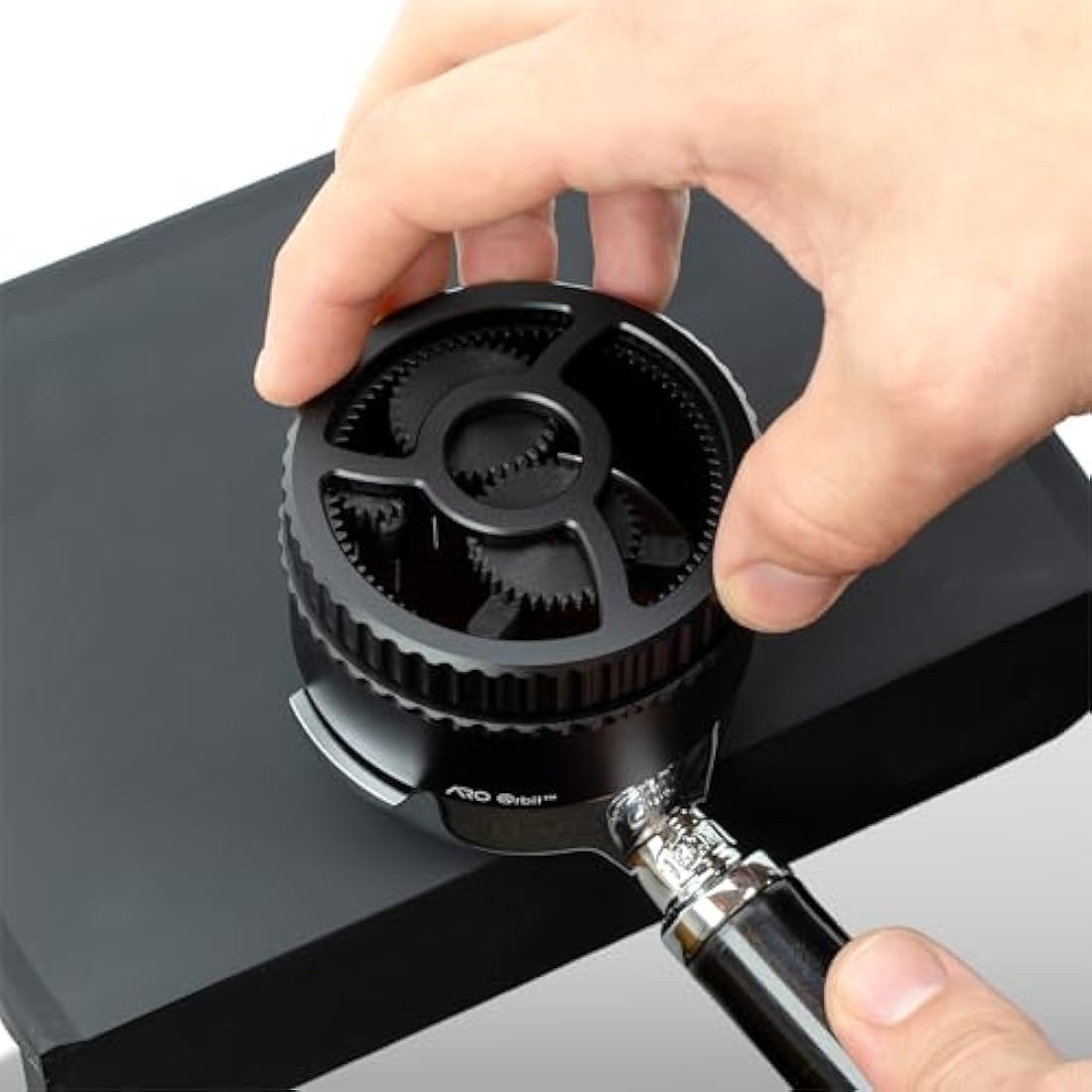 ARO Orbit PRO™ | Aluminum Spirographic Espresso Distribution Tool | Geared WDT for Home Baristas and Professional Cafés (Black, 58mm)