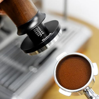 NOTSEK Coffee Tamper, 54mm Espresso Tamper with 30lbs Constant Pressure, Walnut Wood Calibrated Spring Loaded Tamper with Ripple Base for 54mm Portafilter