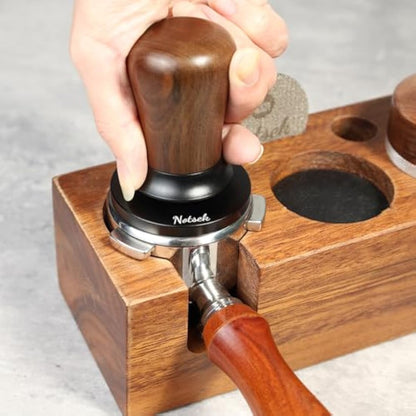 NOTSEK Coffee Tamper, 54mm Espresso Tamper with 30lbs Constant Pressure, Walnut Wood Calibrated Spring Loaded Tamper with Ripple Base for 54mm Portafilter