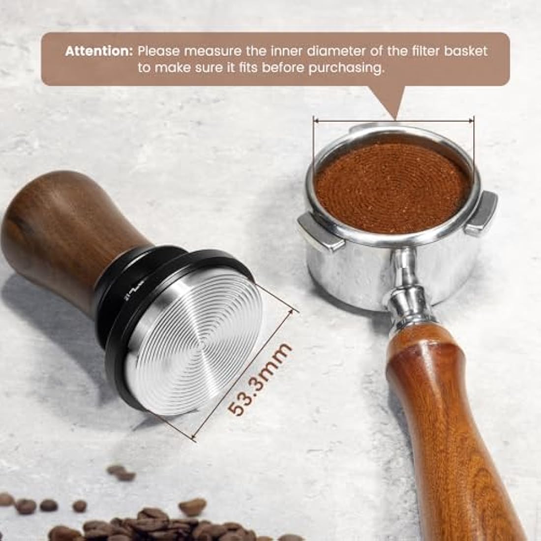 NOTSEK Coffee Tamper, 54mm Espresso Tamper with 30lbs Constant Pressure, Walnut Wood Calibrated Spring Loaded Tamper with Ripple Base for 54mm Portafilter