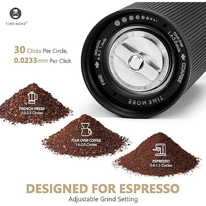 TIMEMORE Chestnut C3 ESP PRO Coffee Grinder Manual, Upgrade Integrated All-Metal Body, Hand Coffee Grinder with Folding Handle, for Espresso to French Press, Black