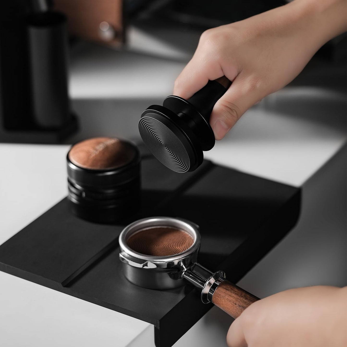 MHW-3BOMBER 58mm Coffee Tamper 2.0 Titanium, Tamper with Sound Feedback 15lb/30lb, Espresso Tamper Constant Pressure with 3 Spring Loaded,