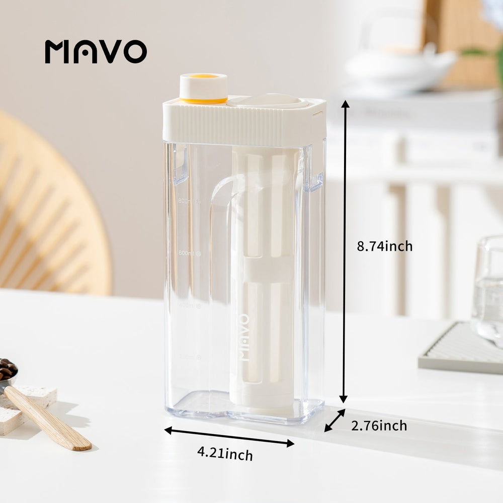MAVO Crysbrick Cold Brewer white with manufacturer dimensions 4.21 x 2.76 x 8.74 inches