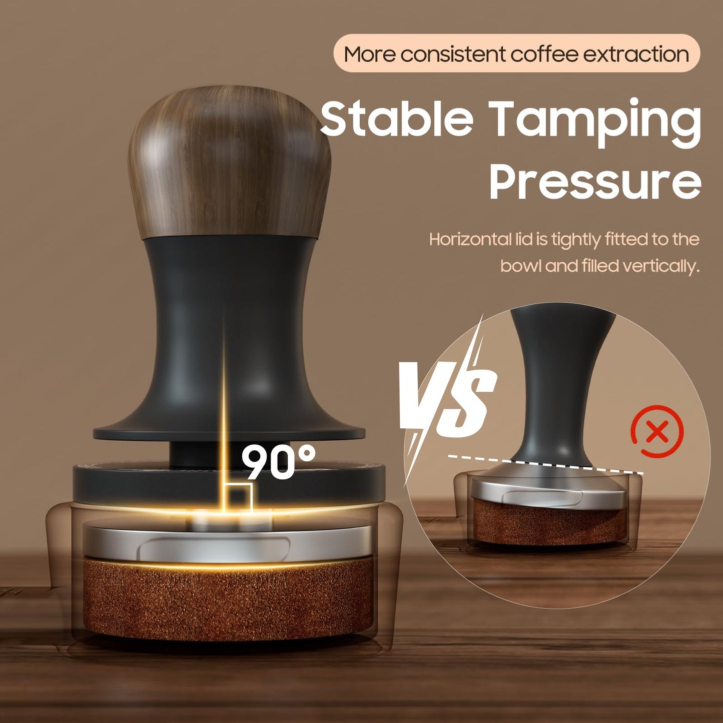 MHW-3BOMBER 58mm Coffee Tamper 2.0 with Sound Feedback 30lb/15lb, Espresso Tamper Constant Pressure with 3 Spring Loaded, Newbie/Female Friendly