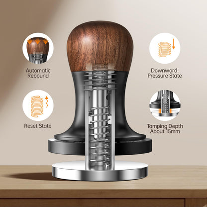 MHW-3BOMBER 58mm Coffee Tamper 2.0 Titanium, Tamper with Sound Feedback 15lb/30lb, Espresso Tamper Constant Pressure with 3 Spring Loaded,