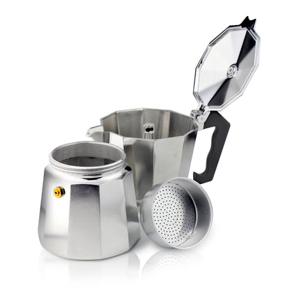 Grunwerg ECM-09 Italian Style Aluminium Espresso Coffee Maker, 9 Cup (360ml)