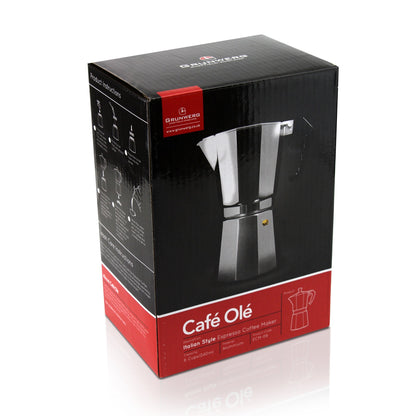 Cafe Ole 12-Cup Italian Style Aluminium Espresso Coffee Maker, Silver, 480 ml