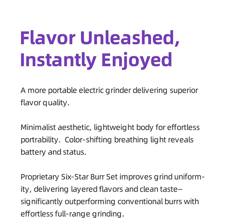 MAVO Aurora introduction: portable electric grinder, colour-shifting breathing light, Six-Star burr set