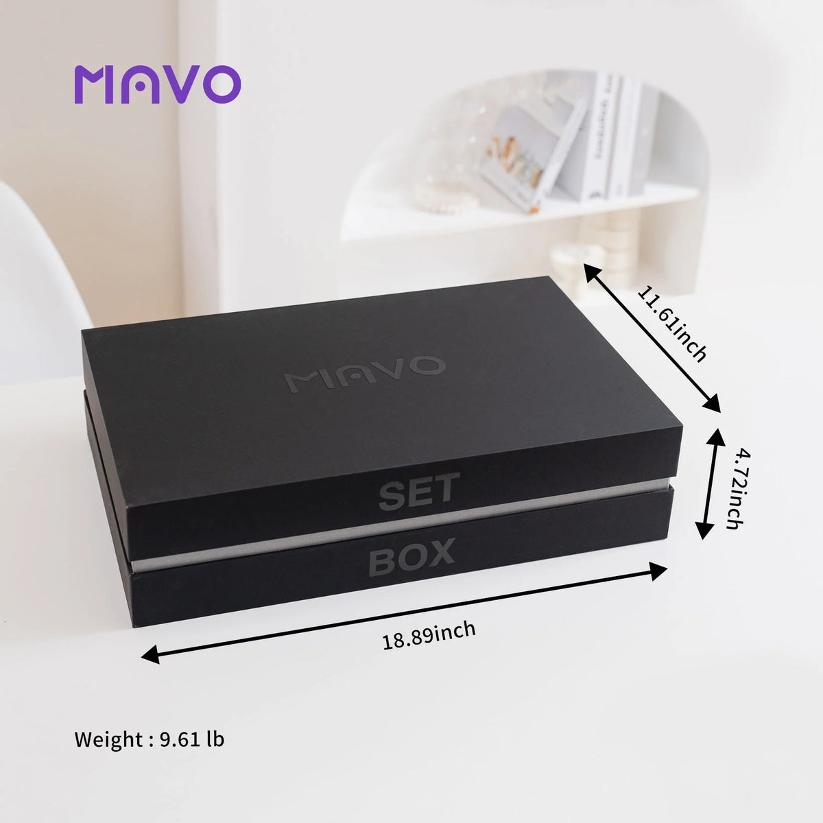 MAVO pour over set gift box dimensions: 18.89 x 11.61 x 4.72 inches, weight 9.61 lb