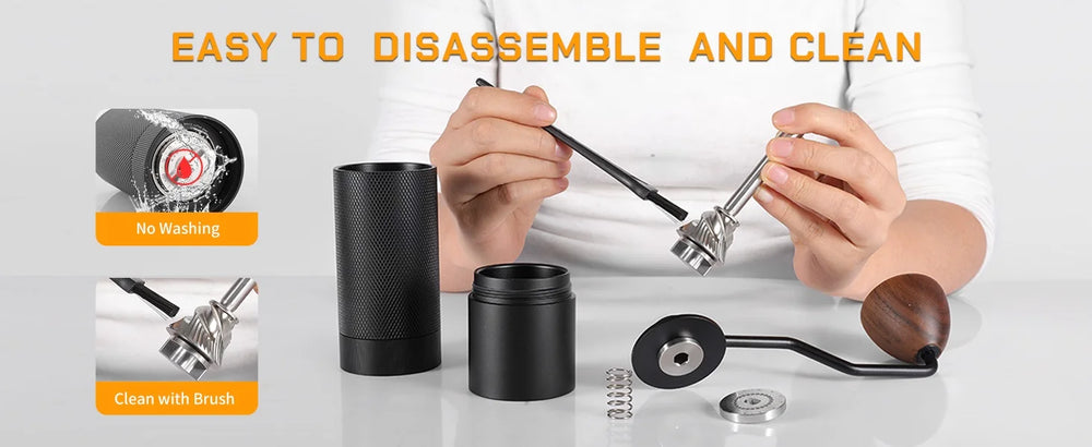 MAVO Wizard 2.0 taken apart for cleaning: do not wash with water, clean the burr with the included brush