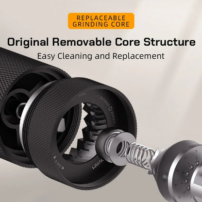 MAVO Wizard 2.0 removable grinding core: the burr lifts out of the body for cleaning and swapping
