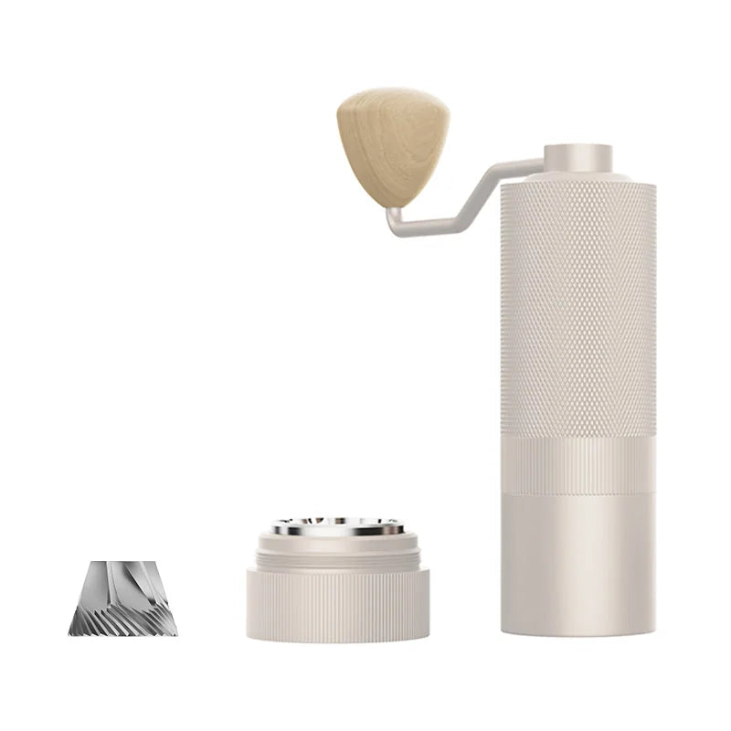 MAVO Wizard 2.0 in silver with the Espresso burr (hexagonal conical burr)