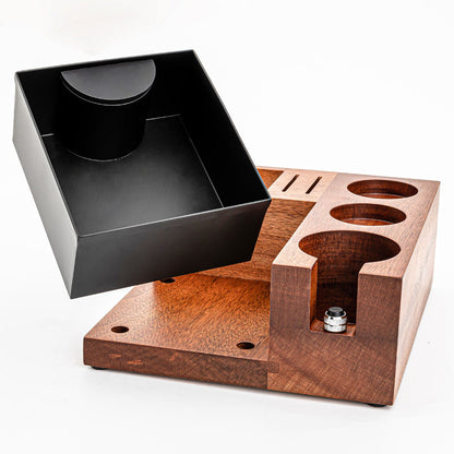 Multifunction Coffee Tamper Station with Knock Box | Coffee Mat