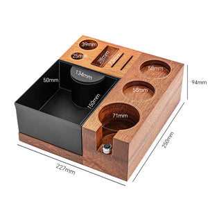 Multifunktionale Kaffee-Tamperstation mit Abklopfbehälter | Tampermatte