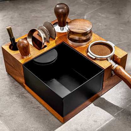 Multifunction Coffee Tamper Station with Knock Box | Coffee Mat