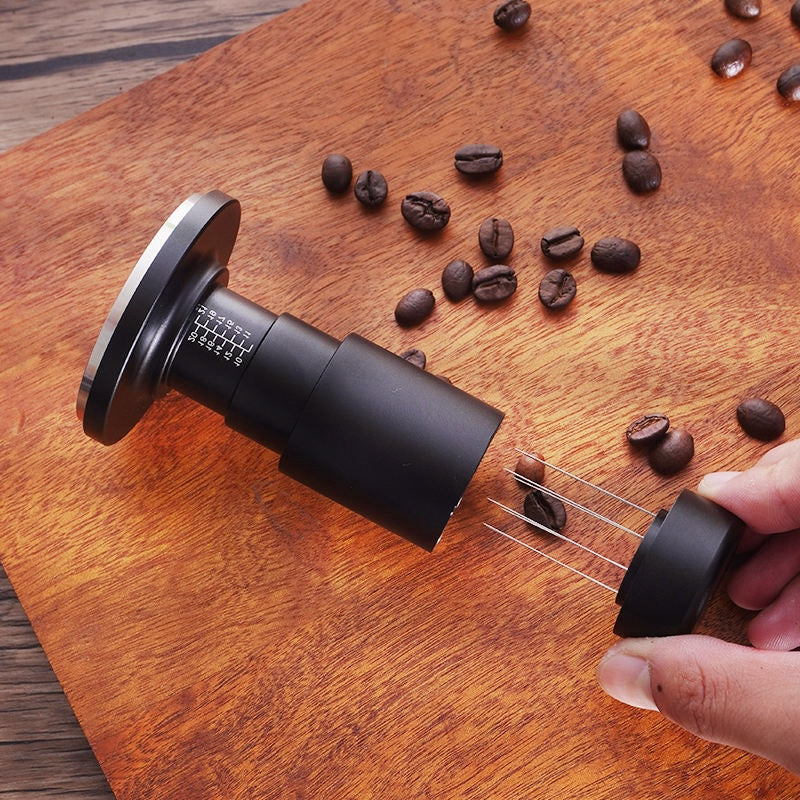 Black KingKong 2 in 1 Constant Pressure Coffee Tamper with WDT Needle Tool