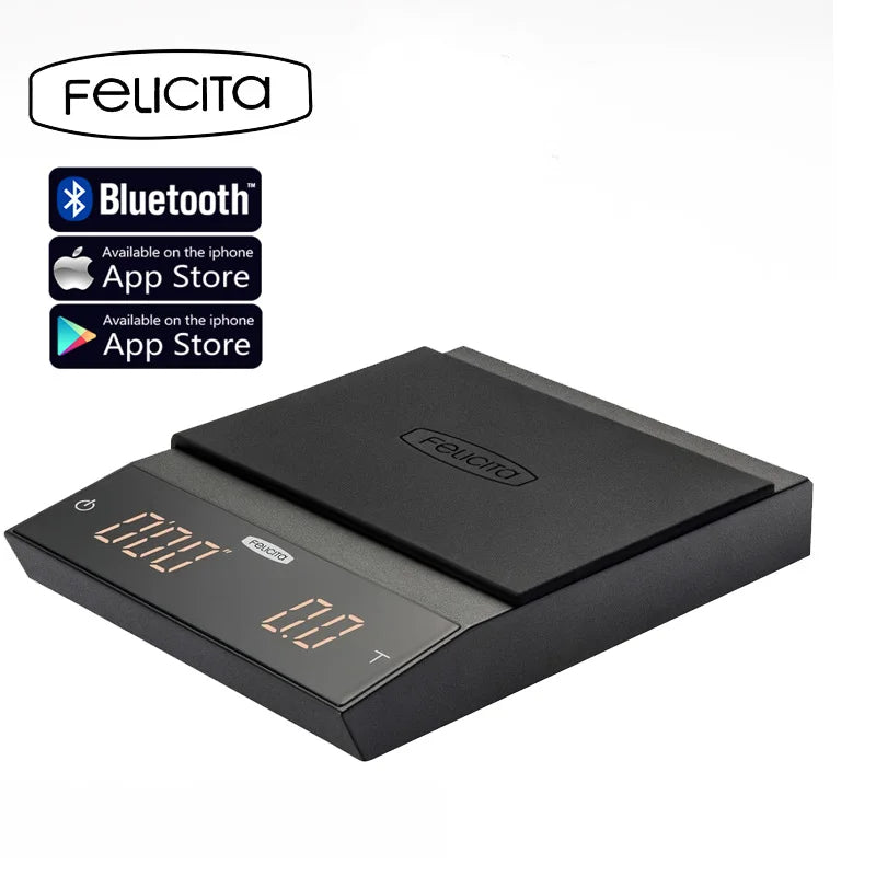 Felicita Incline Drip Coffee Scale With Timer Bluetooth | Smart Espresso Electronic Coffee Scale Waterproof Kitchen Scale