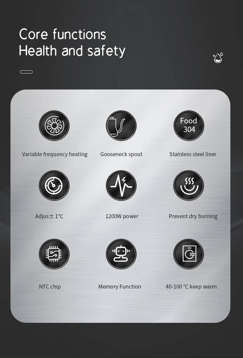 Electric Gooseneck Kettle | Hand Brew Coffee Pot | Smart Temperature Control Pot