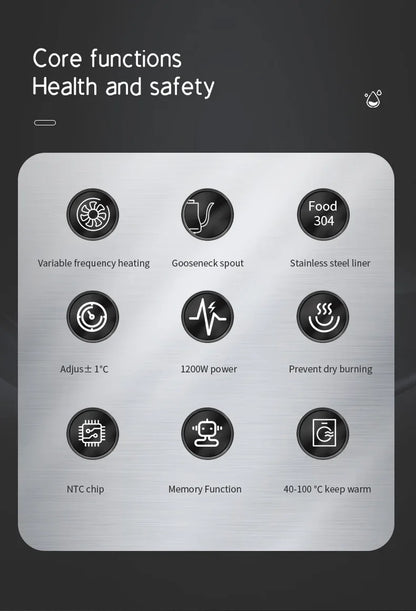 Electric Gooseneck Kettle | Hand Brew Coffee Pot | Smart Temperature Control Pot