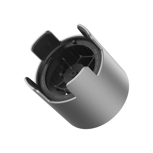 Silver TIMEMORE Autospin WDT Tool tilted to show its underside, with the ring of fine needles and the four support legs on a white background