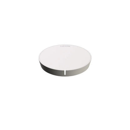 TIMEMORE Black Mirror Dot weighing platform in White, three-quarter view of the round 80mm disc with the TIMEMORE logo on top