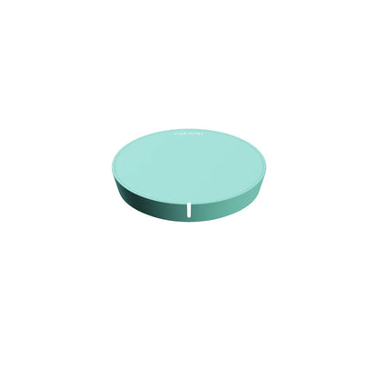 TIMEMORE Black Mirror Dot weighing platform in Green, three-quarter view of the round 80mm disc with the TIMEMORE logo on top