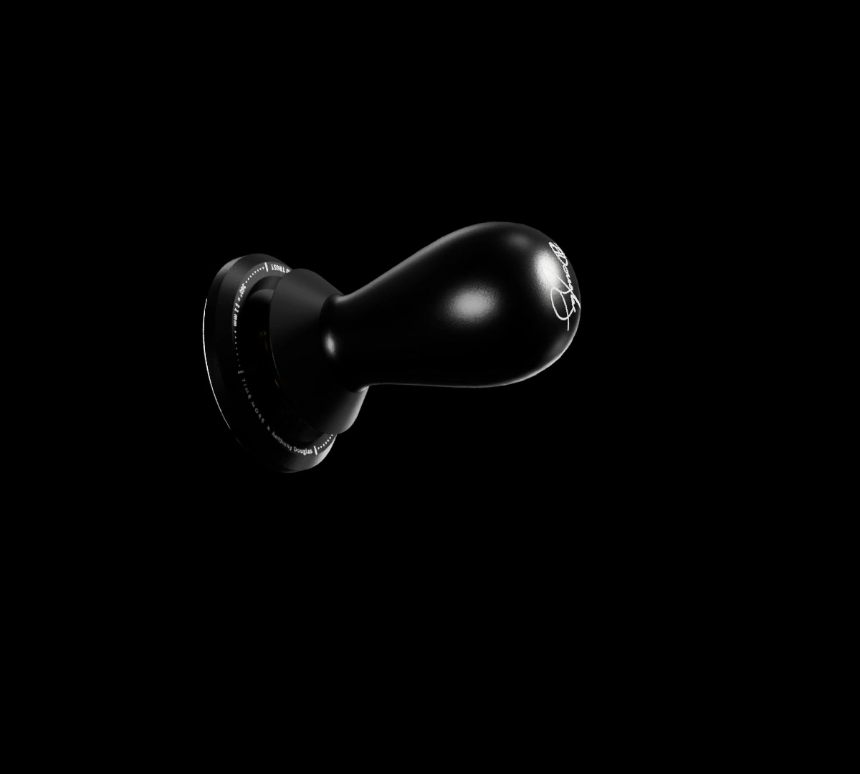 Animated: the Flow tamper rotating on a black background