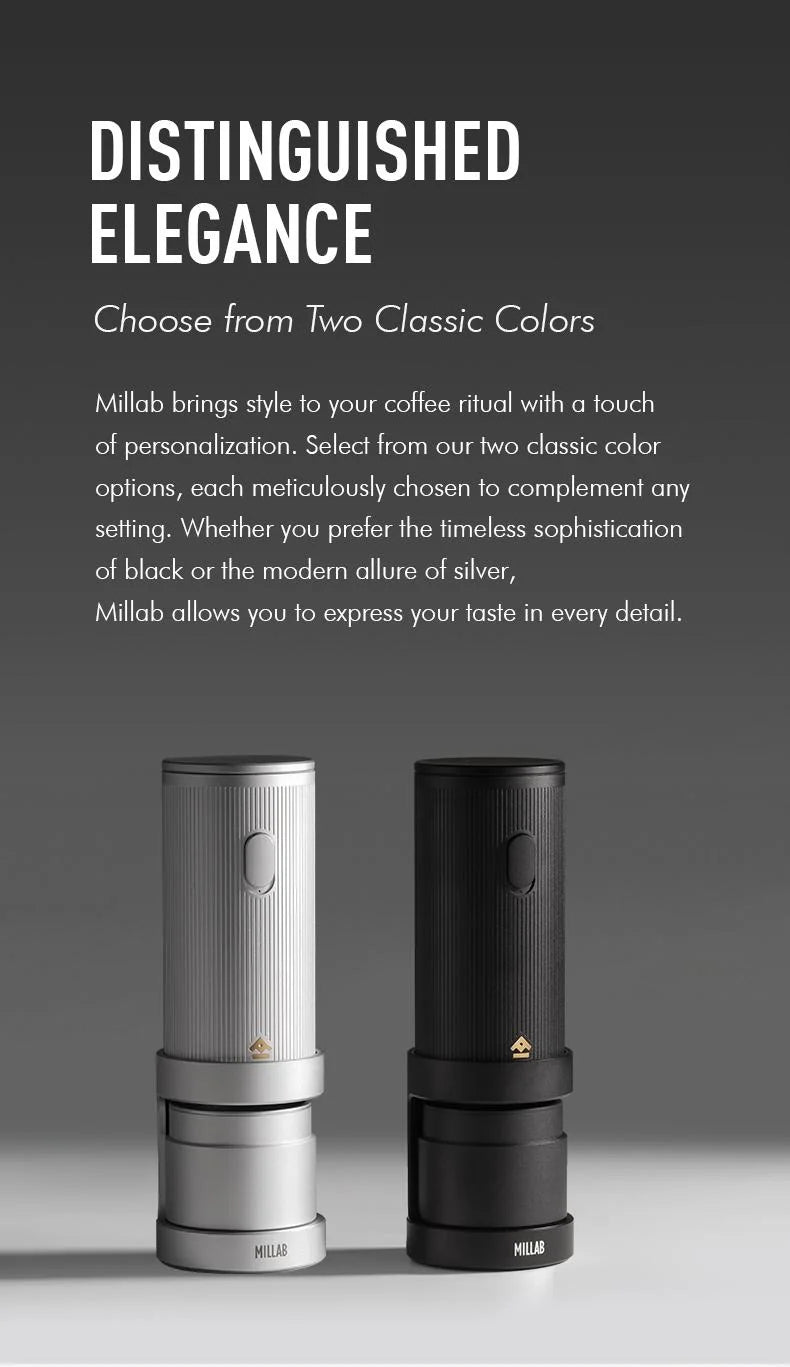 Distinguished elegance: the MILLAB E01 in its two colours, silver and black