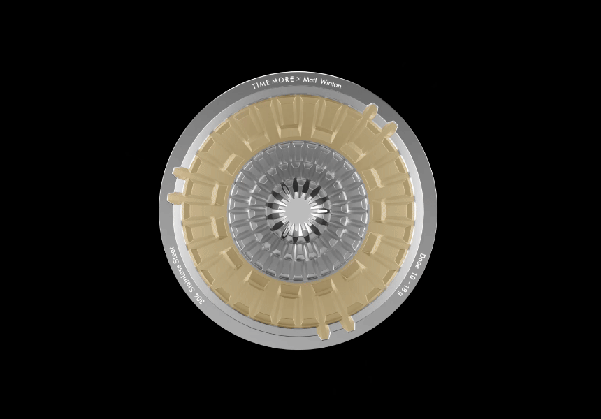 Animation from above of the VECTOR lattice, arrows showing air moving in and out through the six perimeter vents around the upper chamber