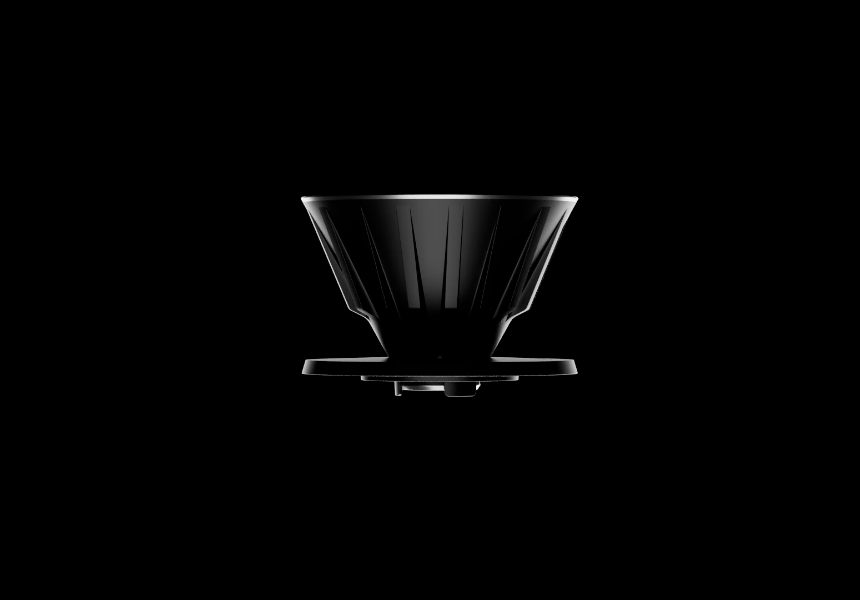 Exploded-view animation of the VECTOR: the base with its locking ring, the black Thermal Sleeve and the stainless steel Brewer Core separating and fitting back together