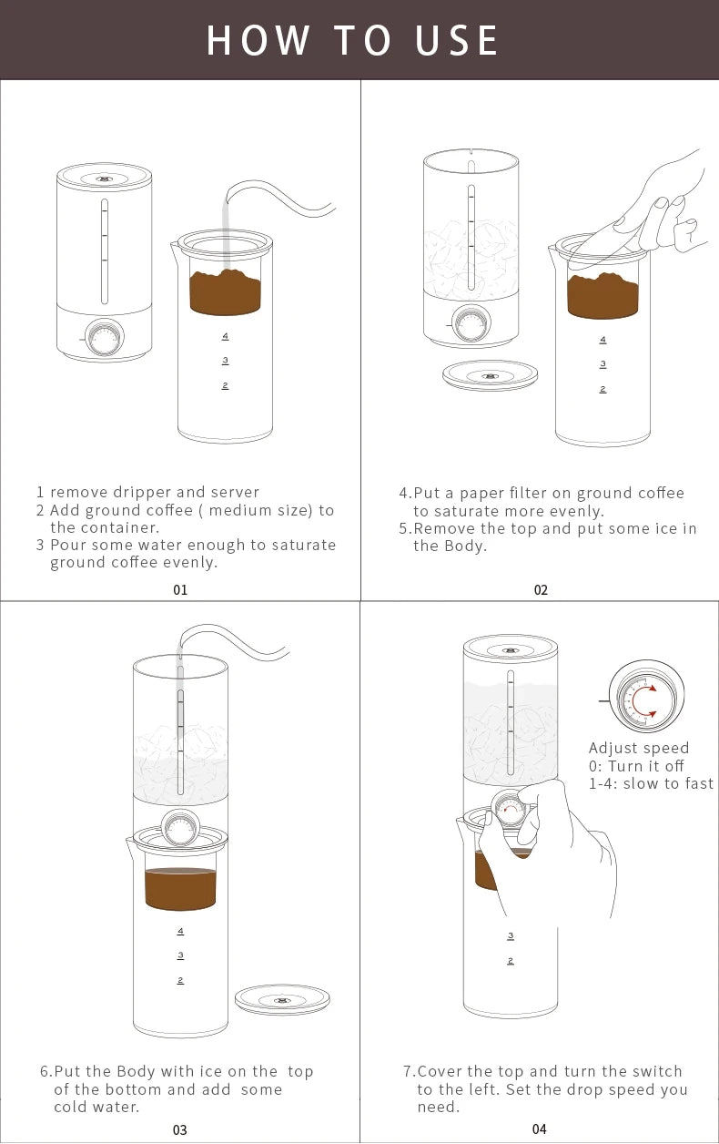 Timemore IcyPipe Ice Drip Coffee Maker — Slow Drip Cold Brew, 450ml