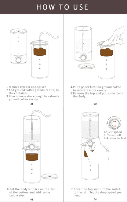 Timemore IcyPipe Ice Drip Coffee Maker — Slow Drip Cold Brew, 450ml