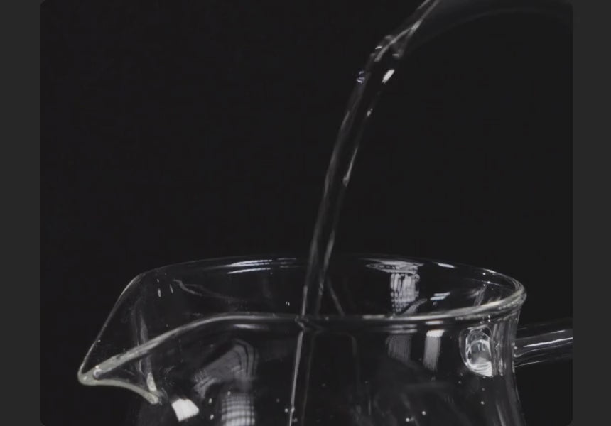 Animated: a heavy, high-flow stream pouring from the Fish Pro X gooseneck spout into a glass server